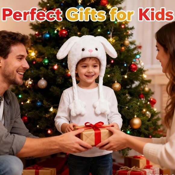 Animal Plush Hat with Moving Ears Pop Up Beating Cosplay Dress Up Gift for Kids main image 4